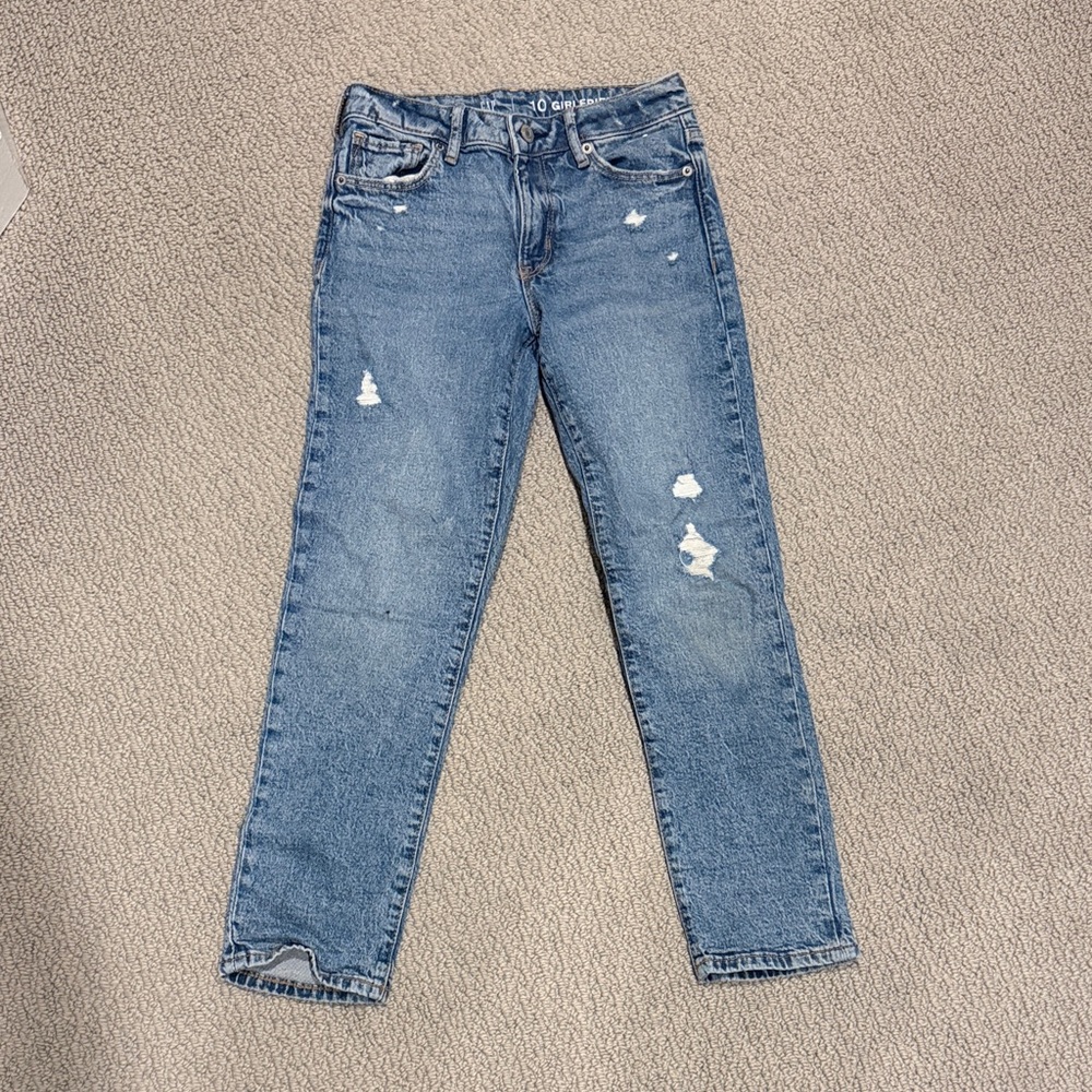 GAP Kids Girls Straight Leg Jeans in Distressed Blue